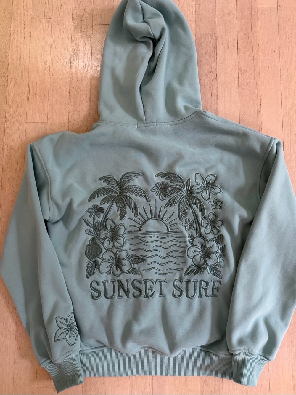Embroidered Hoodie - Sage Green Pullover